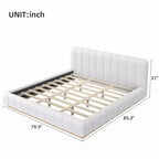 Cadre de lit plateforme Queen/King Size, Lit bas rembourré en Boucle avec base en bois pour chambre à coucher, appartement - ModernLuxe