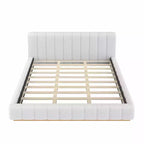 Cadre de lit plateforme Queen/King Size, Lit bas rembourré en Boucle avec base en bois pour chambre à coucher, appartement - ModernLuxe
