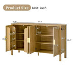 GDFStudio Flores Modern 57.5 Stripe Door Storage Cabinet, 4-Door Sideboard with Side Hooks