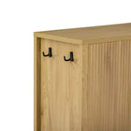 GDFStudio Flores Modern 57.5 Stripe Door Storage Cabinet, 4-Door Sideboard with Side Hooks