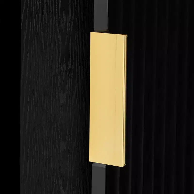 GDFStudio Flores Modern 57.5 Stripe Door Storage Cabinet, 4-Door Sideboard with Side Hooks