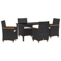 vidaXL Garden Dining Set 5 pcs Black Poly Rattan