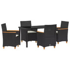 vidaXL Garden Dining Set 5 pcs Black Poly Rattan