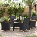vidaXL Ensemble de salle à manger de jardin 5 pcs Résine tressée noire