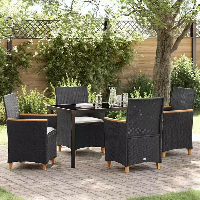 vidaXL Ensemble de salle à manger de jardin 5 pcs Résine tressée noire