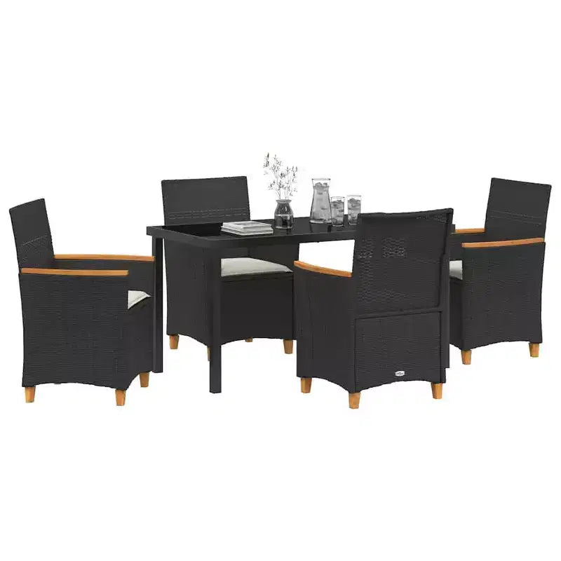 vidaXL Ensemble de salle à manger de jardin 5 pcs Résine tressée noire