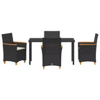 vidaXL Ensemble de salle à manger de jardin 5 pcs Résine tressée noire