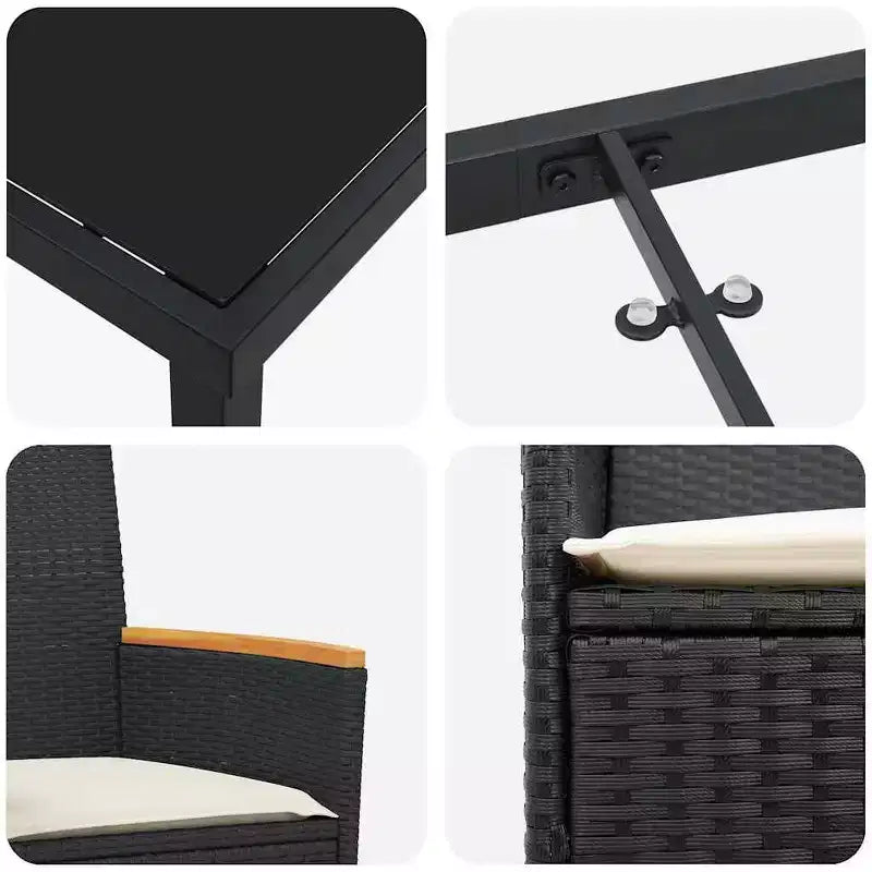 vidaXL Ensemble de salle à manger de jardin 5 pcs Résine tressée noire
