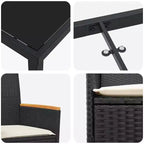 vidaXL Ensemble de salle à manger de jardin 5 pcs Résine tressée noire