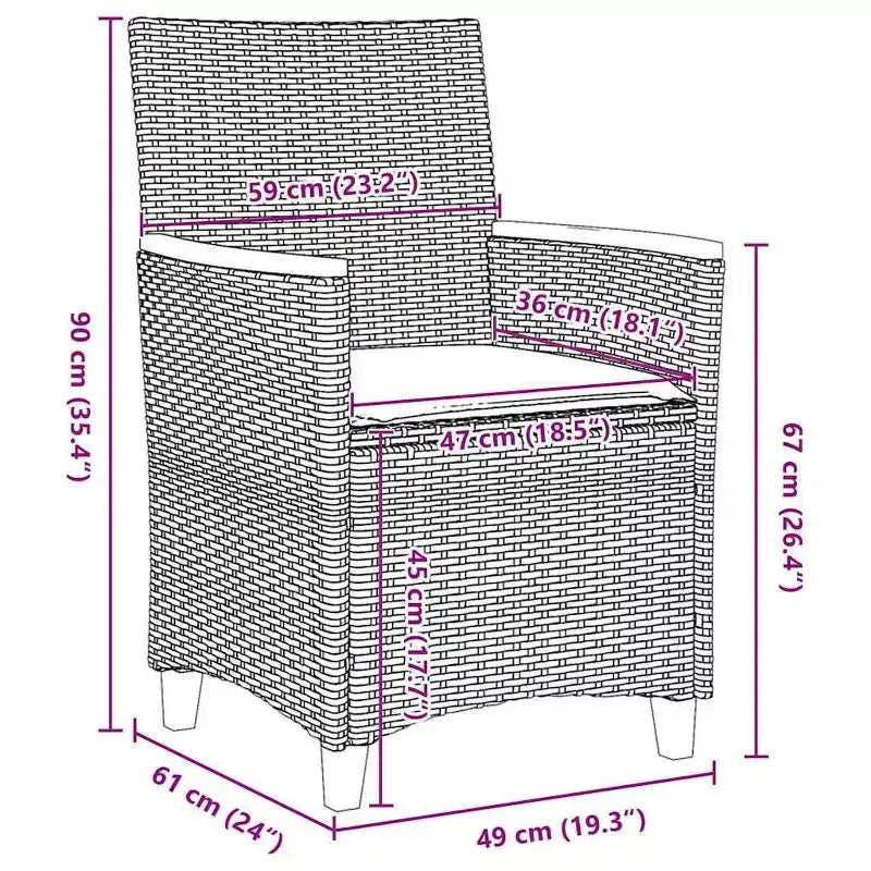 vidaXL Garden Dining Set 5 pcs Grey Poly Rattan