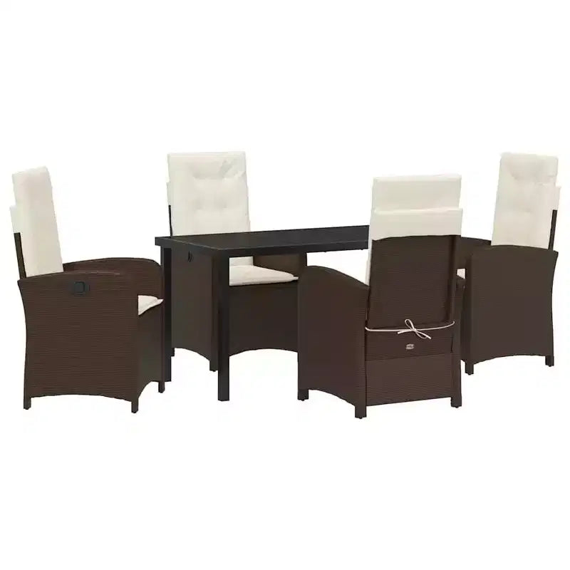 vidaXL Garden Dining Set with Cushion 5 pcs Brown Poly Rattan