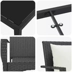 vidaXL Garden Dining Set with Cushion 5 pcs Black Poly Rattan