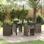 vidaXL Garden Dining Set with Cushion 5 pcs Grey Poly Rattan