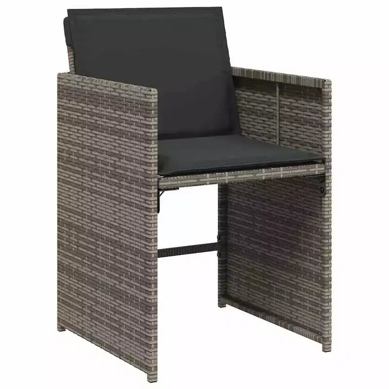 vidaXL Garden Dining Set with Cushion 5 pcs Grey Poly Rattan