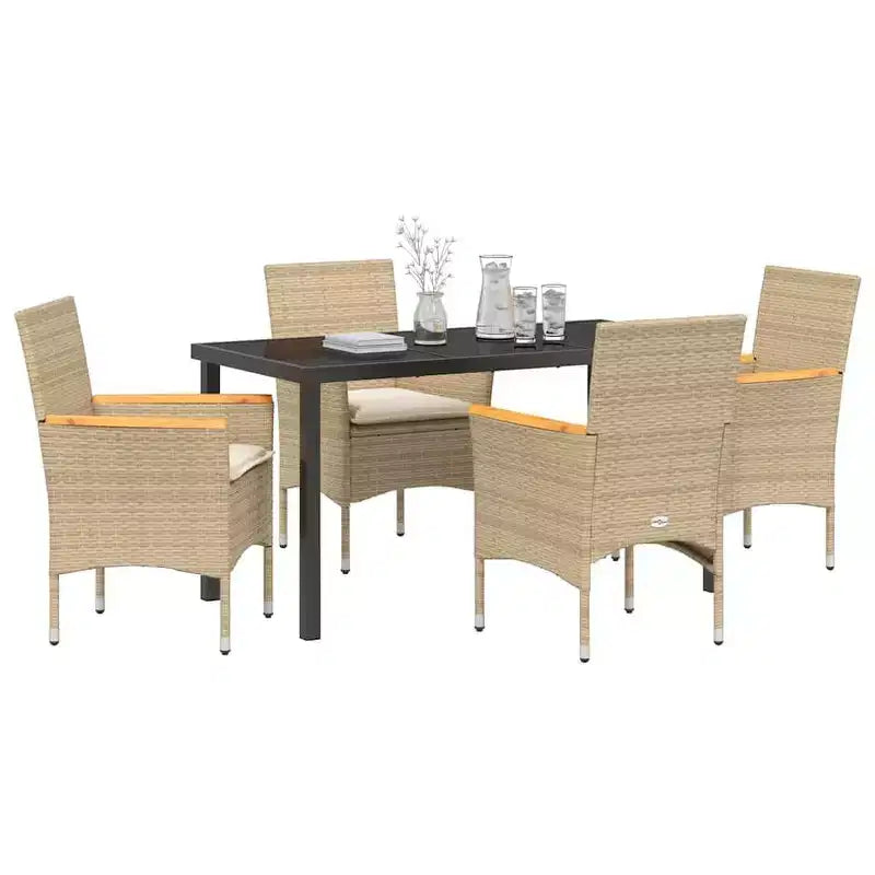 vidaXL Garden Dining Set with Cushion 5 pcs Beige Poly Rattan