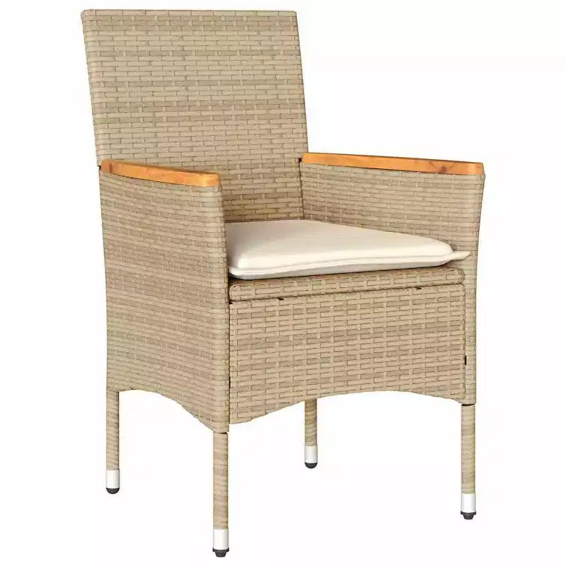 vidaXL Garden Dining Set with Cushion 5 pcs Beige Poly Rattan