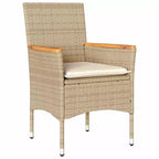 vidaXL Garden Dining Set with Cushion 5 pcs Beige Poly Rattan