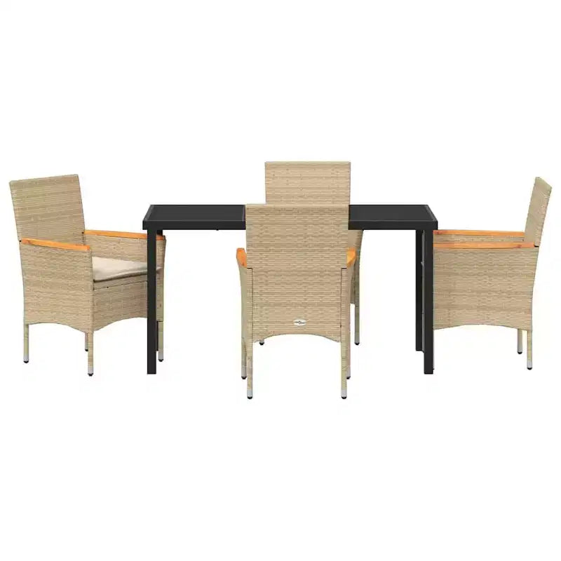 vidaXL Garden Dining Set with Cushion 5 pcs Beige Poly Rattan
