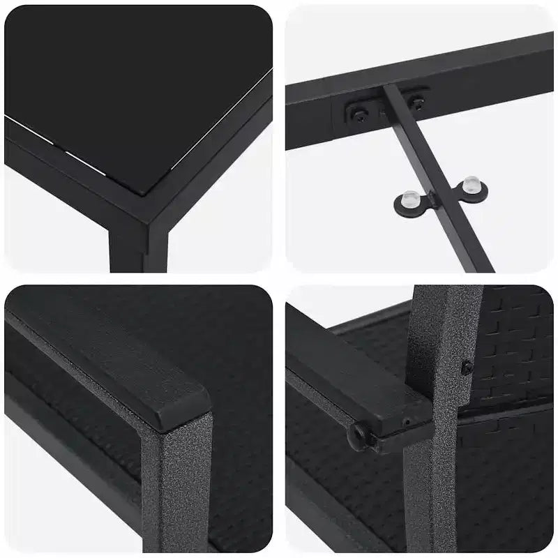 vidaXL Garden Dining Set 5 pcs Black Powder-Coated Steel