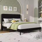 Velvet Upholstered Platform Bed Frames with Adjustable Headboard for Bedroom, No Box Spring Needed