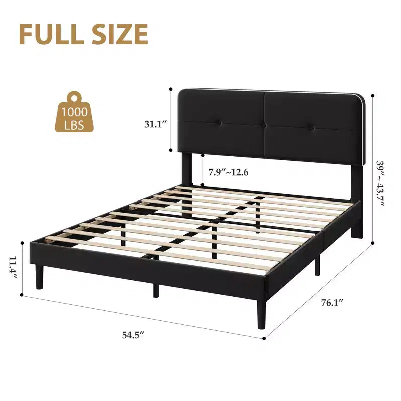 Velvet Upholstered Platform Bed Frames with Adjustable Headboard for Bedroom, No Box Spring Needed