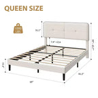 Velvet Upholstered Platform Bed Frames with Adjustable Headboard for Bedroom, No Box Spring Needed