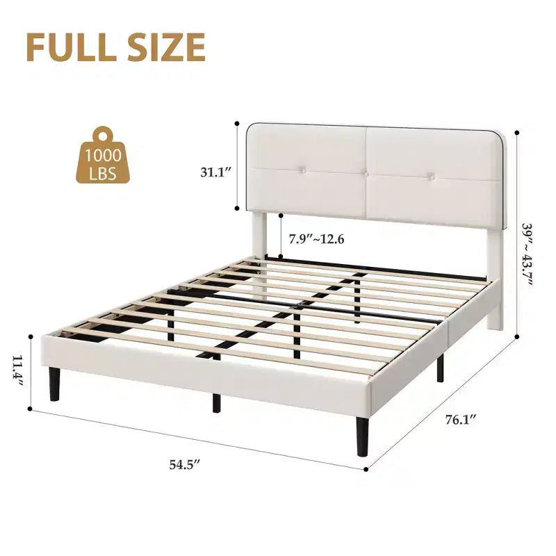 Velvet Upholstered Platform Bed Frames with Adjustable Headboard for Bedroom, No Box Spring Needed