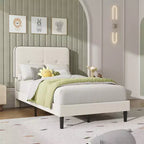 Velvet Upholstered Platform Bed Frames with Adjustable Headboard for Bedroom, No Box Spring Needed