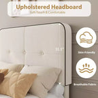Velvet Upholstered Platform Bed Frames with Adjustable Headboard for Bedroom, No Box Spring Needed