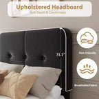 Velvet Upholstered Platform Bed Frames with Adjustable Headboard for Bedroom, No Box Spring Needed