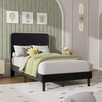 Velvet Upholstered Platform Bed Frames with Adjustable Headboard for Bedroom, No Box Spring Needed