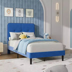 Velvet Upholstered Platform Bed Frames with Adjustable Headboard for Bedroom, No Box Spring Needed