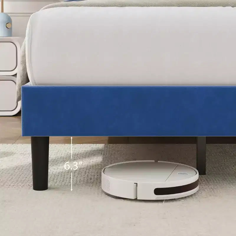 Velvet Upholstered Platform Bed Frames with Adjustable Headboard for Bedroom, No Box Spring Needed
