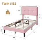 Velvet Upholstered Platform Bed Frames with Adjustable Headboard for Bedroom, No Box Spring Needed