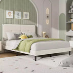 Velvet Upholstered Platform Bed Frames with Adjustable Headboard for Bedroom, No Box Spring Needed