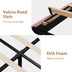 Velvet Upholstered Platform Bed Frames with Adjustable Headboard for Bedroom, No Box Spring Needed