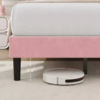 Velvet Upholstered Platform Bed Frames with Adjustable Headboard for Bedroom, No Box Spring Needed