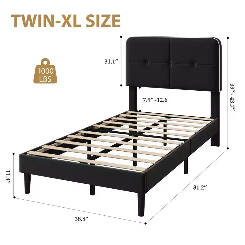 Velvet Upholstered Platform Bed Frames with Adjustable Headboard for Bedroom, No Box Spring Needed