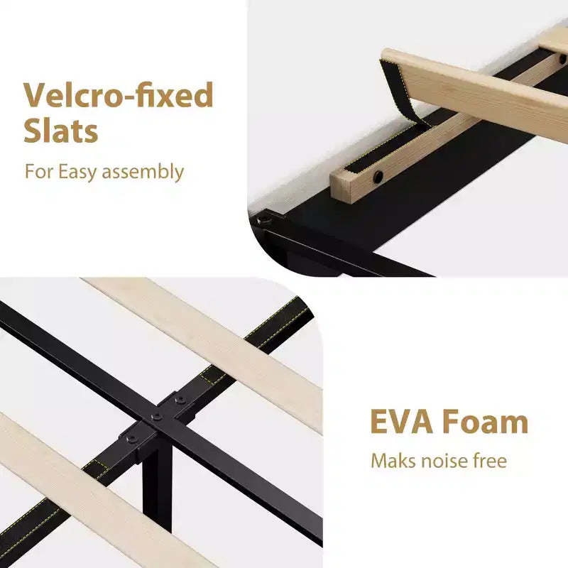 Velvet Upholstered Platform Bed Frames with Adjustable Headboard for Bedroom, No Box Spring Needed