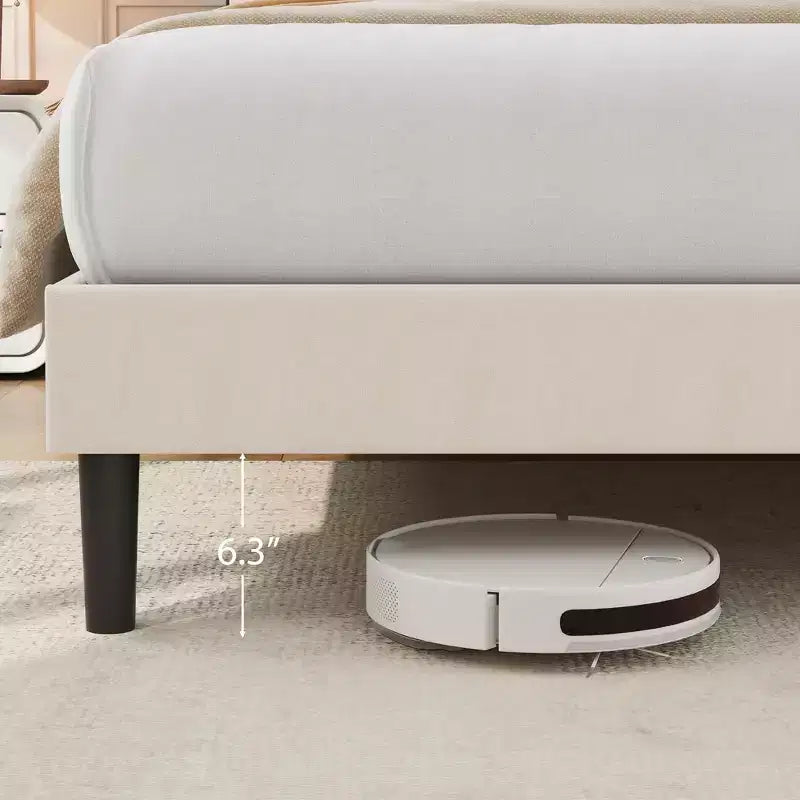 Velvet Upholstered Platform Bed Frames with Adjustable Headboard for Bedroom, No Box Spring Needed