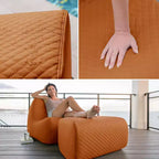 Ensemble de meubles de patio d'extérieur Big Joe Solvana, chaise et ottoman en cuir surpiqué de silicone Cool Touch résistant aux intempéries, sectionnel 2 pièces, sable miel