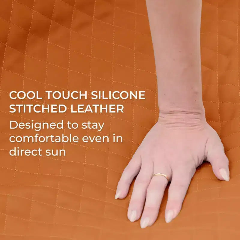 Ensemble de meubles de patio d'extérieur Big Joe Solvana, chaise et ottoman en cuir surpiqué de silicone Cool Touch résistant aux intempéries, sectionnel 2 pièces, sable miel