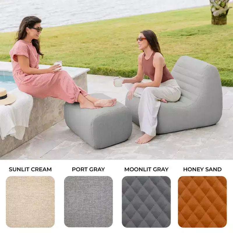 Big Joe Solvana Outdoor Patio Furniture Set, Performance Linen Weather-Resistant Fabric Sofa, 4 Piece Sectional, Port Gray