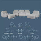 Big Joe Solvana Outdoor Patio Furniture Set, Performance Linen Weather-Resistant Fabric Sofa, 7 Piece Sectional, Port Gray