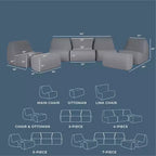 Ensemble de mobilier de jardin d'extérieur Big Joe Solvana, canapé en cuir cousu en silicone Cool Touch résistant aux intempéries, sectionnel 7 pièces, gris clair de lune