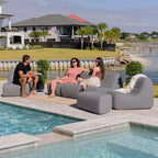 Ensemble de mobilier de jardin d'extérieur Big Joe Solvana, canapé en cuir cousu en silicone Cool Touch résistant aux intempéries, sectionnel 7 pièces, gris clair de lune