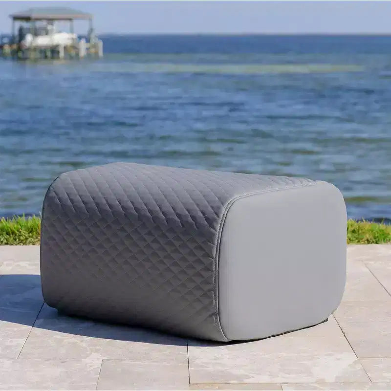 Ensemble de meubles de patio extérieur Big Joe Solvana, cuir cousu en silicone Cool Touch résistant aux intempéries, pouf uniquement, gris clair de lune