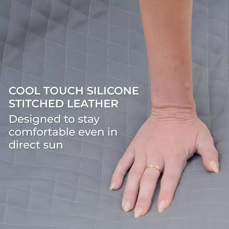 Ensemble de meubles de patio extérieur Big Joe Solvana, cuir cousu en silicone Cool Touch résistant aux intempéries, pouf uniquement, gris clair de lune