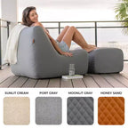 Ensemble de meubles de patio extérieur Big Joe Solvana, cuir cousu en silicone Cool Touch résistant aux intempéries, pouf uniquement, gris clair de lune