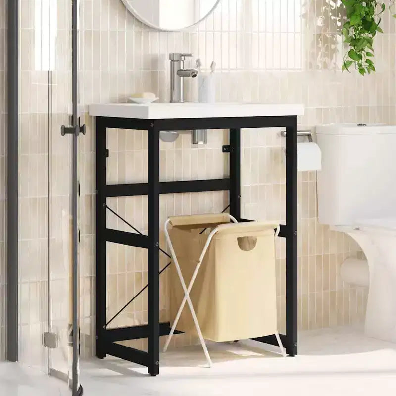 vidaXL Meuble sous-vasque Noir Fer enduit de poudre 59x38x83 cm